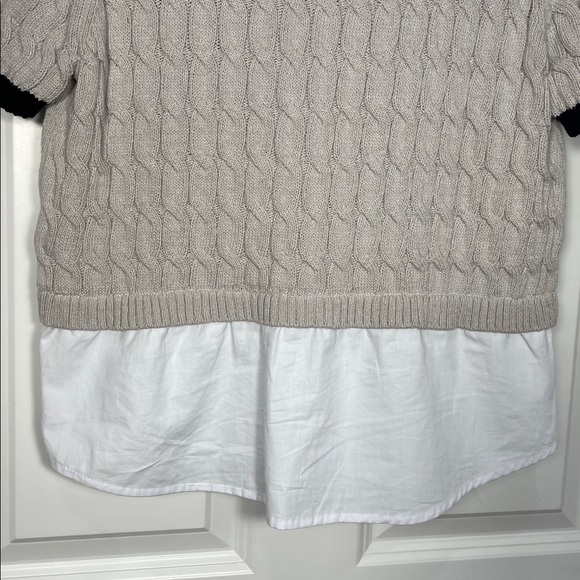 Anthropologie Maeve Twofer Cable Sweater Size Medium Short Sleeve - Picture 11 of 16